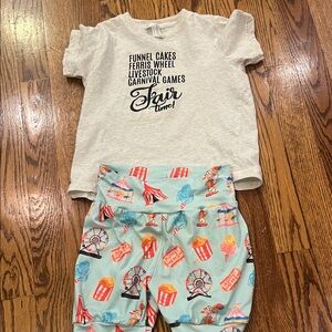 Fair Theme Graphic Tee and Carnival Print Shorts